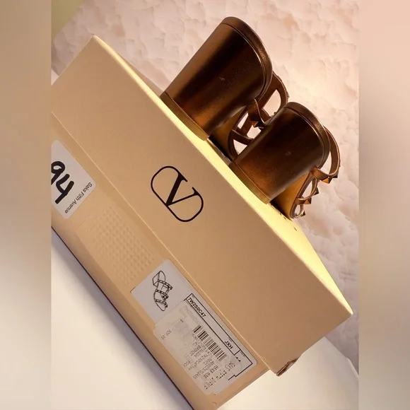 Valentino Garavani Women's Tan Studded Sandals - Picture 9 of 9